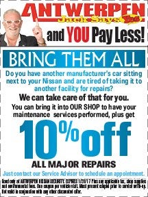 We Service All + 10% Off at Antwerpen Nissan Security Service in Baltimore, MD